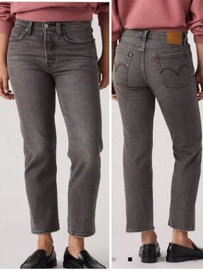 Levi's Women's Wedgie Straight Black Ankle Crop Jeans size 25
